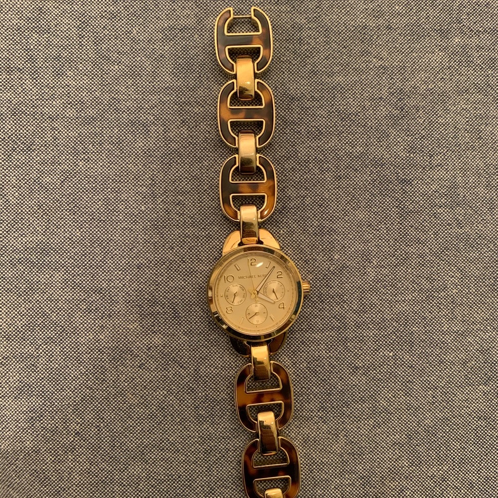 Michael Kors Tortoise and Gold Watch